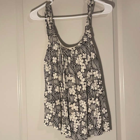 Anthropologie Vanessa Virginia  brown cream floral bow tank top- FREE w/purchase - Picture 1 of 6